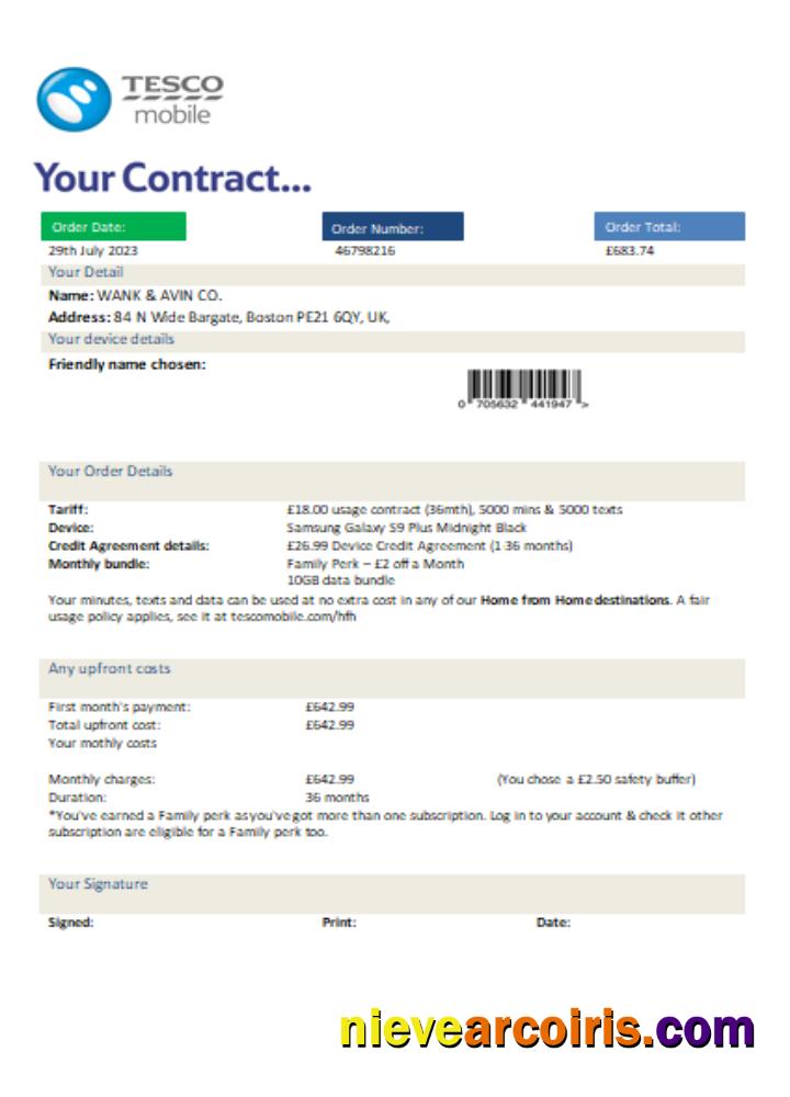 Tesco Mobile utility business bill